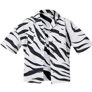PrettyLittle Thing Monochrome Zebra Print Oversized Denim Shirt - Size 0 / XS